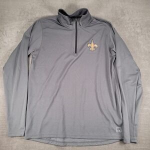 New Orleans Saints Michael Strahan‎ Geometric Pullover Half Zip Long Sleeve Gray